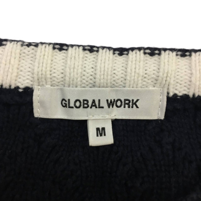 GLOBAL WORK(グローバルワーク)のグローバルワーク カットソー ニット プルオーバー ボーダー 長袖 M 紺 白 レディースのトップス(カットソー(長袖/七分))の商品写真