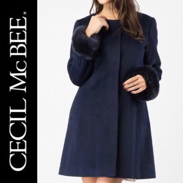 CECIL McBEE(セシルマクビー)の１回着☆CECIL McBEEノーカラーコートセシルマクビーINGNIワンウェイ レディースのジャケット/アウター(チェスターコート)の商品写真