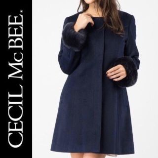 セシルマクビー(CECIL McBEE)の１回着☆CECIL McBEEノーカラーコートセシルマクビーINGNIワンウェイ(チェスターコート)