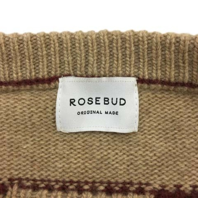 ROSE BUD(ローズバッド)のローズバッド セーター ニット ウール ナイロン 長袖 F ベージュ 赤 レディースのトップス(ニット/セーター)の商品写真