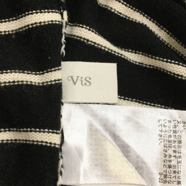 ViS(ヴィス)のビス セーター ニット プルオーバー ボーダー 2WAY 長袖 L 黒 白 レディースのトップス(ニット/セーター)の商品写真