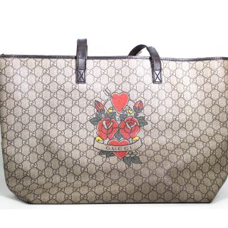 グッチ(Gucci)のグッチ GUCCI トートバッグ
 GG柄 バラタトゥープリント ブラウン系(トートバッグ)