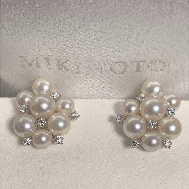 MIKIMOTO(ミキモト)の【ご専用】ミキモトアコヤパールイヤリングK18パール７粒＋ダイヤ付き レディースのアクセサリー(イヤリング)の商品写真