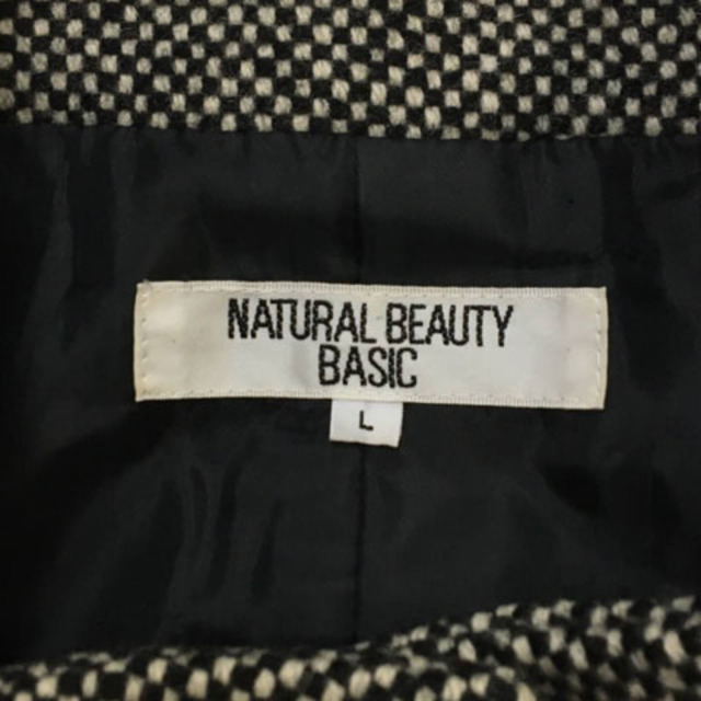 NATURAL BEAUTY BASIC(ナチュラルビューティーベーシック)のナチュラルビューティーベーシック コート ロング チェック ウール L 黒 白 レディースのジャケット/アウター(その他)の商品写真