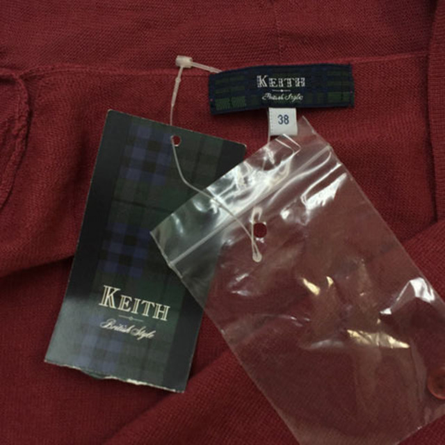 KEITH(キース)のキース カーディガン ニット Vネック ウール 無地 長袖 38 ピンク 紫 レディースのトップス(カーディガン)の商品写真