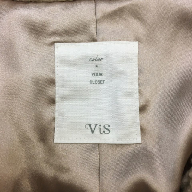 ViS(ヴィス)のビス コート ボア ノーカラー ロング ジップアップ 無地 M 茶 ベージュ レディースのジャケット/アウター(その他)の商品写真