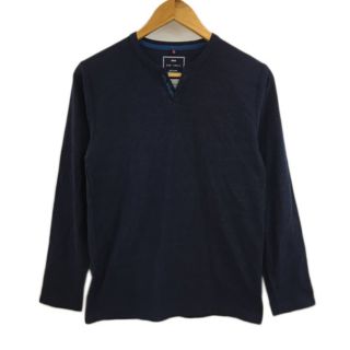 イッカ(ikka)のイッカ Tシャツ カットソー プルオーバー ヘンリーネック 無地 長袖 S 紺(Tシャツ/カットソー(七分/長袖))