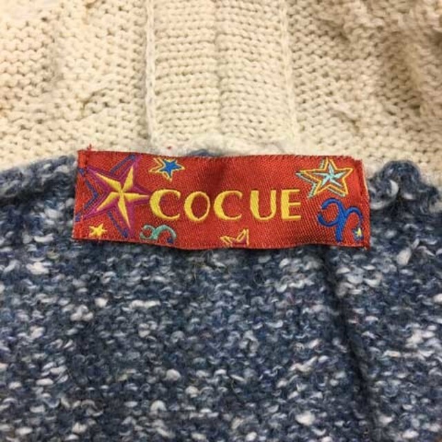 COCUE(コキュ)のコキュ ワンピース Vネック Iライン ひざ丈 五分袖 02 青 ベージュ レディースのワンピース(ひざ丈ワンピース)の商品写真