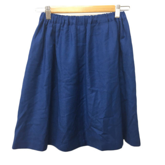 Techichi(テチチ)のテチチ スカート フレア 膝丈 タック 無地 ウール S 青 ブルー レディースのスカート(ひざ丈スカート)の商品写真