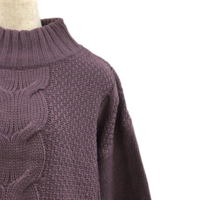 DRWCYS(ドロシーズ)のドロシーズ セーター ニット ハイネック ケーブル編み 無地 長袖 1 紫 レディースのトップス(ニット/セーター)の商品写真