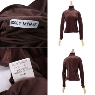 美品 イッセイミヤケ ISSEY MIYAKE シャツ ロングスリーブ ハイネック ベロア トップス レディース M ブラウン