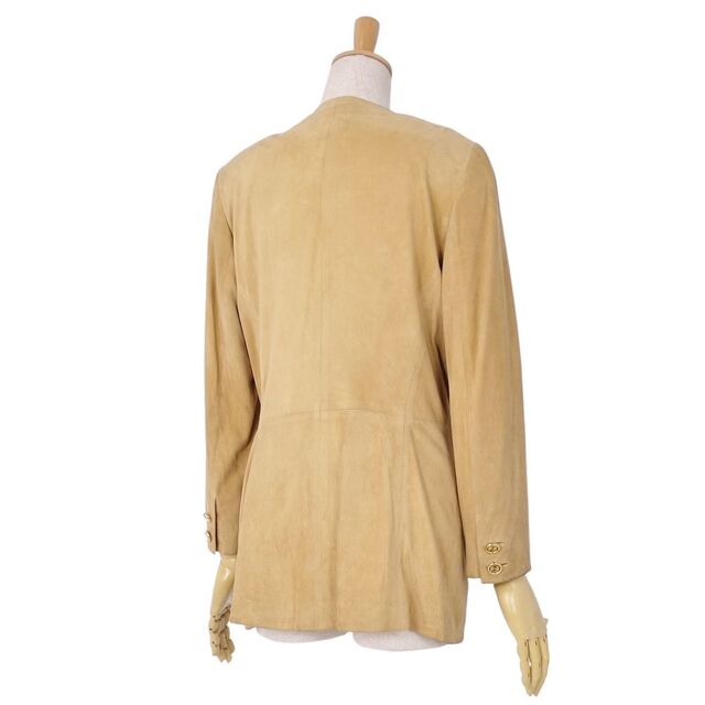 ロエベ LOEWE ジャケット レザージャケット ノーカラー アナグラムボタン スウェード アウター レディース 40(M相当) ベージュ