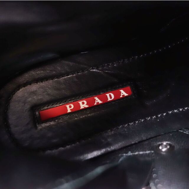 美品 プラダ スポーツ PRADA SPORT ブーツ ロングブーツ レースアップ カーフレザー ヒール シューズ 靴 レディース 36(23cm相当) ブラック表記サイズ36