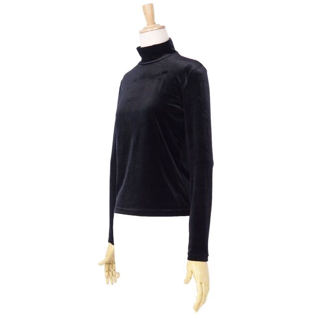 美品 イッセイミヤケ ISSEY MIYAKE シャツ ノースリーブ ハイネック ベロア 無地 トップス レディース M ブラック