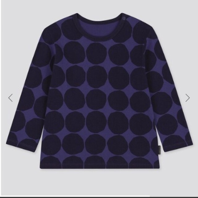 marimekko(マリメッコ)のユニクロ　マリメッコ　キヴェット　長袖ロンT　ブルードット　marimekko キッズ/ベビー/マタニティのキッズ服男の子用(90cm~)(Tシャツ/カットソー)の商品写真