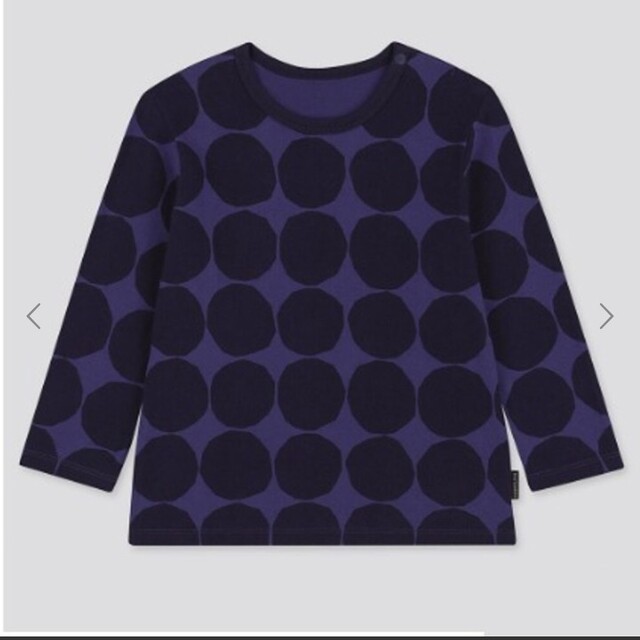 marimekko(マリメッコ)のサイズ90　新品　ユニクロマリメッコmarimekkoキヴェットドット長袖ロンT キッズ/ベビー/マタニティのキッズ服女の子用(90cm~)(Tシャツ/カットソー)の商品写真