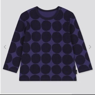 マリメッコ(marimekko)のサイズ90　新品　ユニクロマリメッコmarimekkoキヴェットドット長袖ロンT(Tシャツ/カットソー)