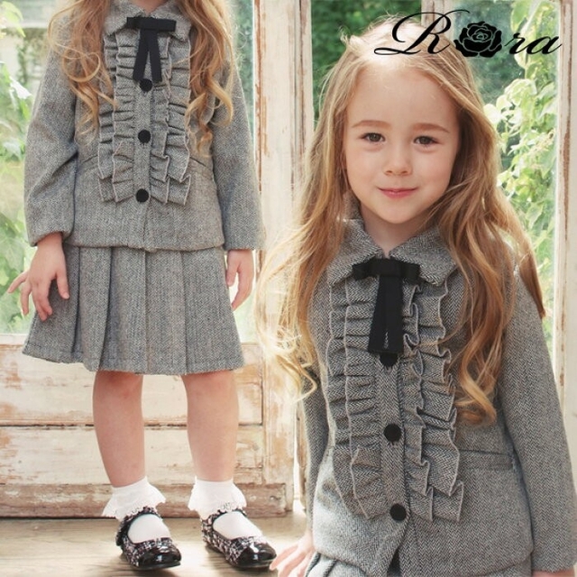 Rora   140cm   ツイード上下セット キッズ/ベビー/マタニティのキッズ服女の子用(90cm~)(ドレス/フォーマル)の商品写真