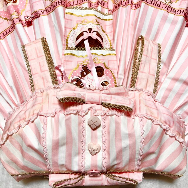 Angelic Pretty(アンジェリックプリティー)のMelty Chocolate  JSK セット メルティーチョコレート レディースのワンピース(ひざ丈ワンピース)の商品写真