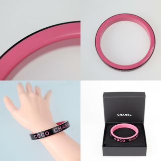 CHANEL シャネル バングル AB8421 レジン ブラック ピンク ロゴ