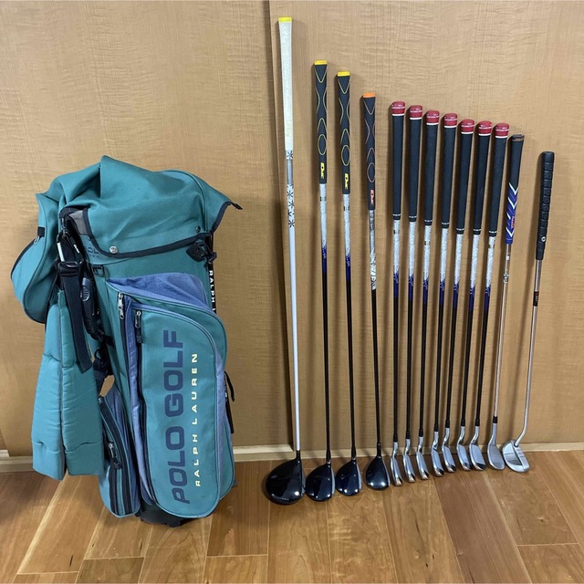 格安 タイトリストフルセット13本、キャディバッグ(POLO GOLF)付き