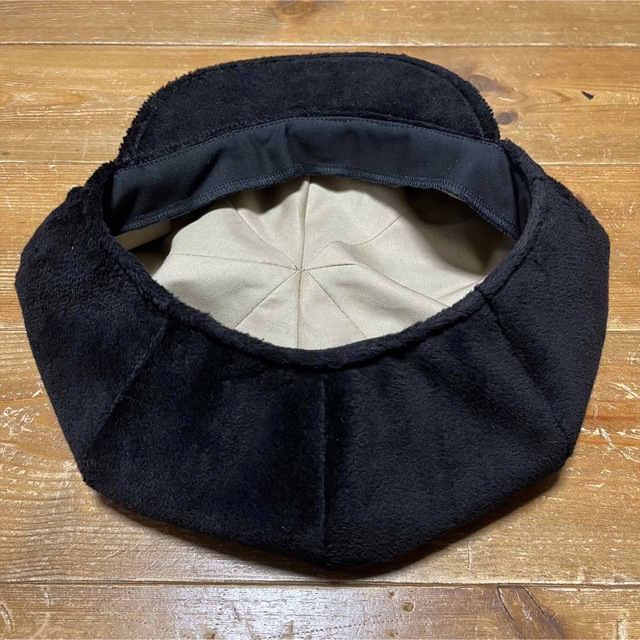 ハンドメイド　ビッグキャスケット　黒　エコファー　短毛　サイズオーダー　男女兼用 メンズの帽子(キャスケット)の商品写真
