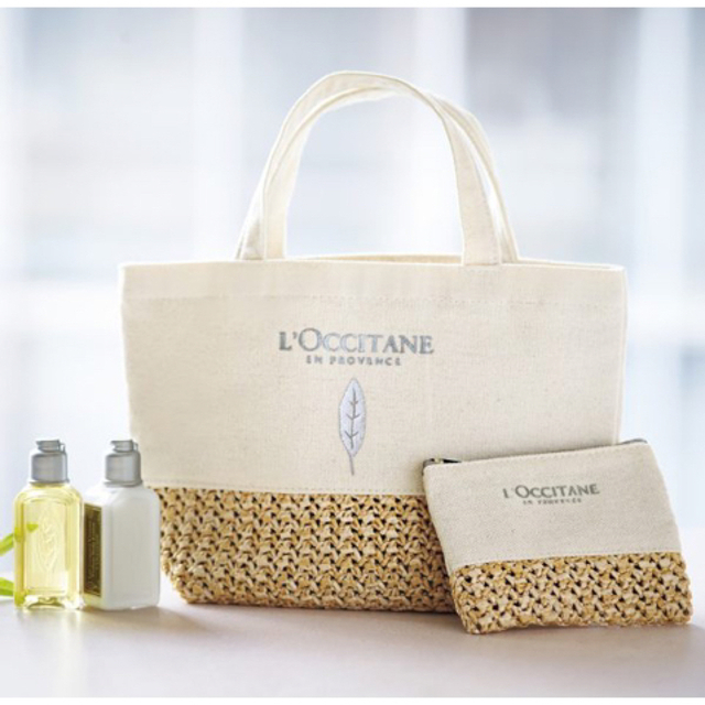 L'OCCITANE(ロクシタン)の【週末値下】ロクシタン　かご×キャンバスミニトート、マルチポーチ レディースのバッグ(トートバッグ)の商品写真