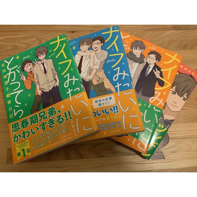 角川書店(カドカワショテン)のナイフみたいにとがってら 反抗期終わりかけ男子観察日記 1〜4巻 エンタメ/ホビーの本(住まい/暮らし/子育て)の商品写真