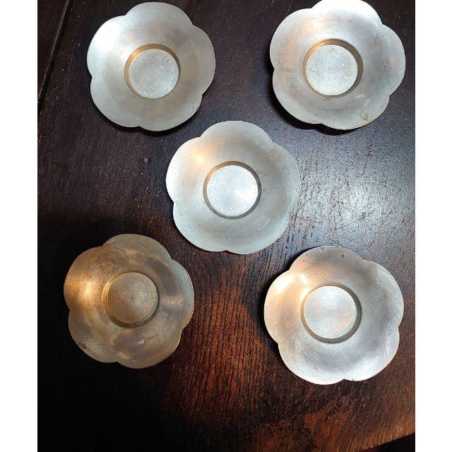 三世 秦蔵六造 純錫 茶托 五客-