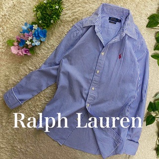 ポロラルフローレン(POLO RALPH LAUREN)のRalph Lauren L位　長袖シャツ　ストライプ　ブルー×ホワイト羽織り(シャツ/ブラウス(長袖/七分))