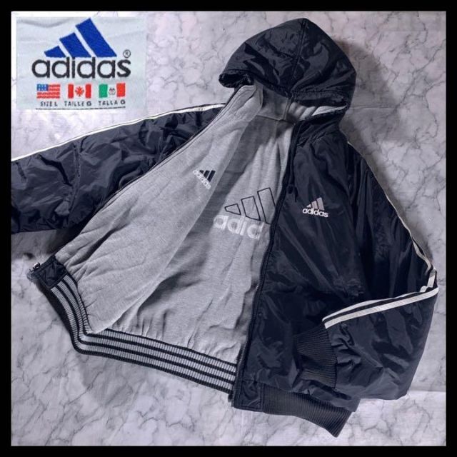 90s 古着 ビンテージ adidas リバーシブル ダウンジャケット XL 国産超