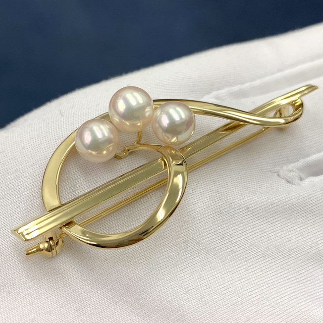 MIKIMOTO(ミキモト)のミキモト ブローチ MIKIMOTO ト音記号 音符 あこや真珠  K14 レディースのアクセサリー(ブローチ/コサージュ)の商品写真