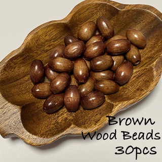【Brown】ウッドビーズ【30個】(各種パーツ)