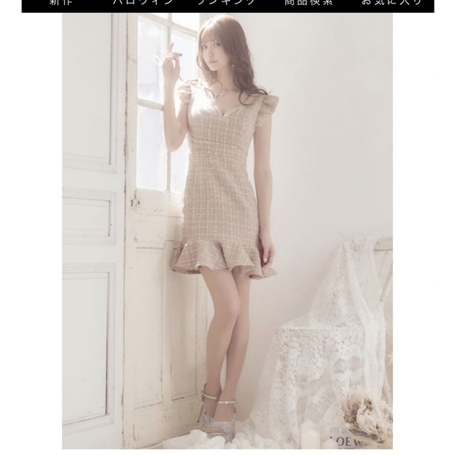 JEWELS(ジュエルズ)のキャバクラツイードドレス　ピンク　Sサイズ レディースのフォーマル/ドレス(ナイトドレス)の商品写真