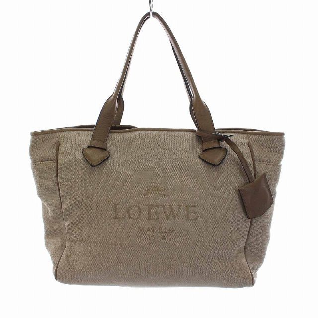 LOEWE(ロエベ)のロエベ ヘリテージ スモール トートバッグ キャンバス レザー ベージュ レディースのバッグ(トートバッグ)の商品写真