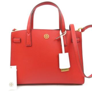 トリーバーチ(Tory Burch)の未使用品 Tory Burch トリーバーチ ウォーカー　スモール　サッチェル　定価6.9万　2WAY　ショルダーバッグ ハンドバッグ レザー レッド レディース【中古】(ハンドバッグ)