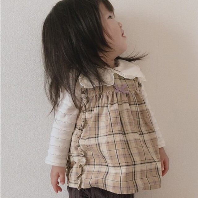 kid’s zoo(キッズズー)のkids zoo シャツコールチェック柄チュニック キッズ/ベビー/マタニティのキッズ服女の子用(90cm~)(ワンピース)の商品写真