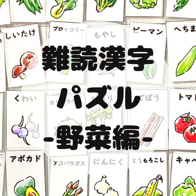 マッチング　パズル　野菜　難読漢字　小学生　幼児教育　脳トレ　日本語 キッズ/ベビー/マタニティのおもちゃ(知育玩具)の商品写真