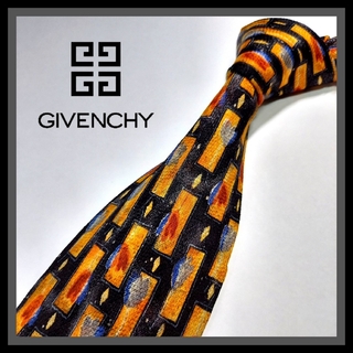 ジバンシィ(GIVENCHY)の71【GIVENCHY】ジバンシー ネクタイ  黒×橙×赤×青(ネクタイ)