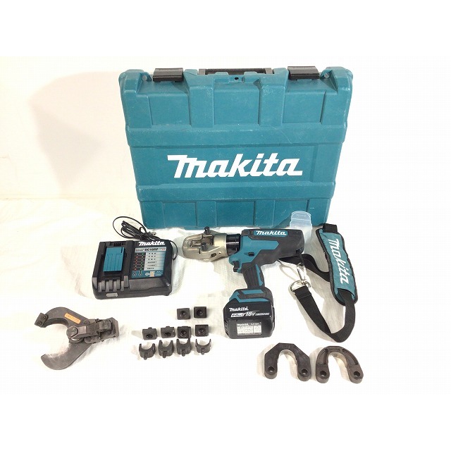 Makita(マキタ)の☆比較的綺麗です☆ makita マキタ 18V 充電式圧着機 TC300DRG バッテリー1個(BL1860B)付き 充電器付き アタッチメント おまけ付き 62214 自動車/バイクのバイク(工具)の商品写真