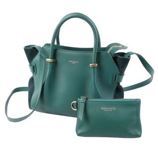 ニナリッチ(NINA RICCI)の美品 ニナリッチ NINA RICCI バッグ マルシェ スモール 2way ハンドバッグ ショルダーバッグ レザー スウェード ポーチ付き レディース 鞄 グリーン(ハンドバッグ)