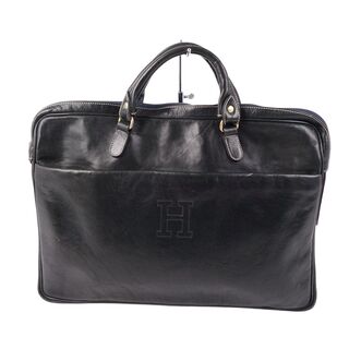 ヒロフ／HIROFU バッグ ブリーフケース ビジネスバッグ 鞄 ビジネス メンズ 男性 男性用レザー 革 本革 ブラック 黒  フラップ式 シボ革 シュリンクレザー