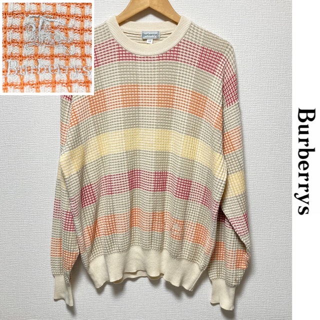 BURBERRY(バーバリー)のBurberrys　ワッフルニット　バーバリー　90s　セーター　貴重　チェック メンズのトップス(ニット/セーター)の商品写真