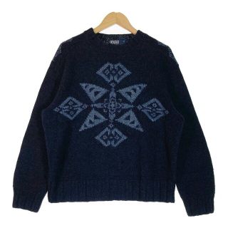 ポロラルフローレン(POLO RALPH LAUREN)のラルフローレン ネイティブ ハンドニット シルク混  ネイビー sizeL(ニット/セーター)