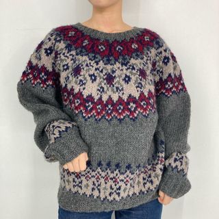 古着 Authentic gap clothing HAND KNIT ハンドニット ノルディックセーター レディースXL /eaa296432(ニット/セーター)