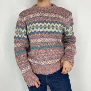 アメリカンイーグル(American Eagle)の古着 アメリカンイーグル AMERICAN EAGLE OUTFITTERS 総柄 ウールニットセーター USA製 レディースL /eaa296433(ニット/セーター)