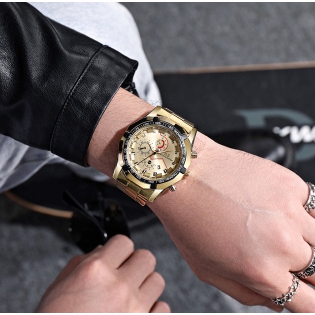 安価 T298 新品 DEYROS 腕時計メンズ ラグジュアリーステンレス 黒黒