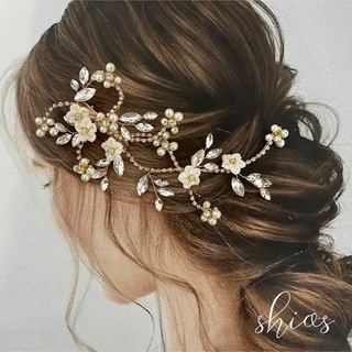 新品　ヘッドドレス　ヘアアクセ　髪飾　ブライダル　ウェディング　フラワー　成人式(ヘッドドレス/ドレス)