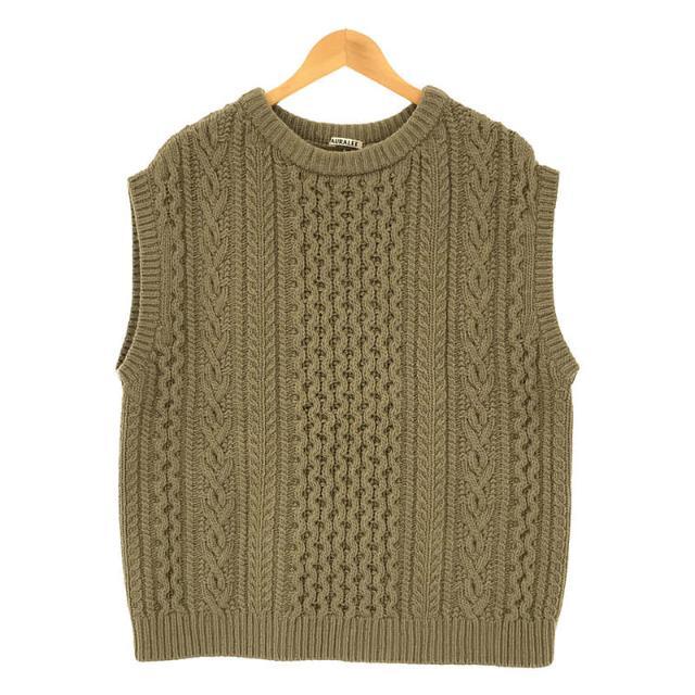 【美品】  AURALEE / オーラリー | FRENCH MERINO ARAN KNIT VEST アランニットベスト | 0 | KHAKI BEIGE | レディースベスト/ジレ