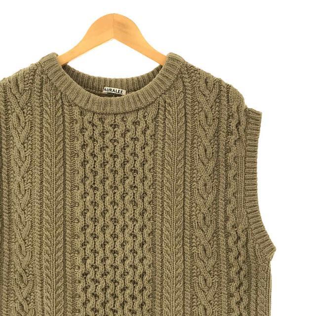 【美品】 AURALEE / オーラリー | FRENCH MERINO ARAN KNIT VEST アランニットベスト | 0 | KHAKI BEIGE | レディース